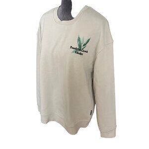 Positive Growth Garden Beige Sweatshirt With Green Leaf Print & Motivational Tex